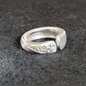 Floral Spoon Ring Vintage Silver Plate Community Evening Star Pinky Sz 4 Pinky